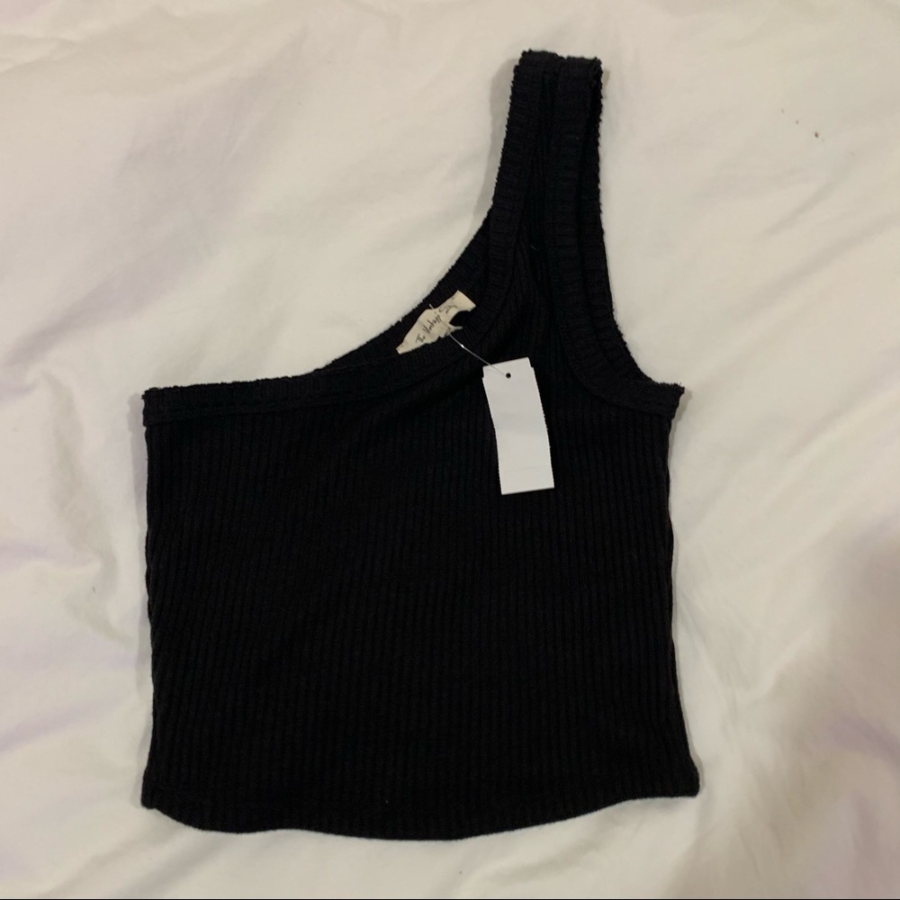 The Vintage Shop One Shoulder Crop Top Black